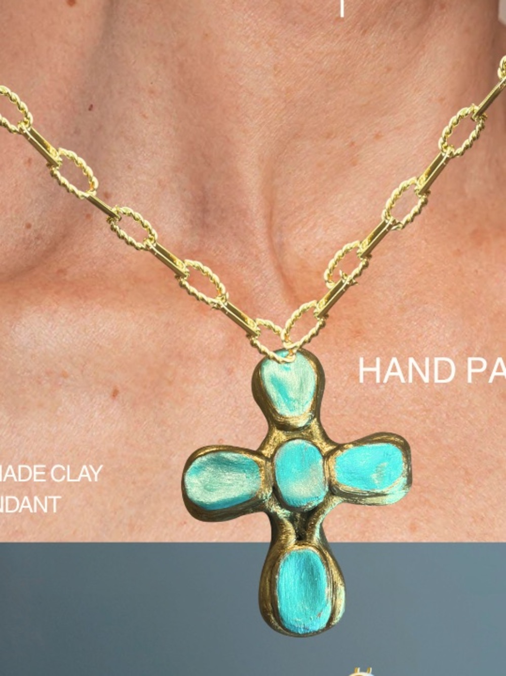 Customizable Clay Cross Necklace with customizable color and chain